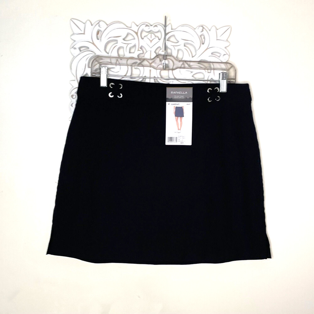 Rafaella Comfort MEDIUM Stretch SKORT Shorts under Skirt Tennis Golf BLACK NWT